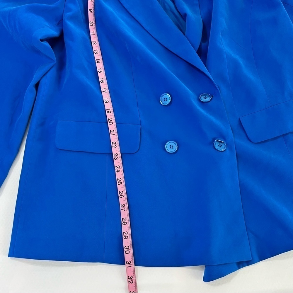 Eloquii Blazer Jacket Women Size 18 Blue Mid Length Button Front Coat C2 - Picture 6 of 9
